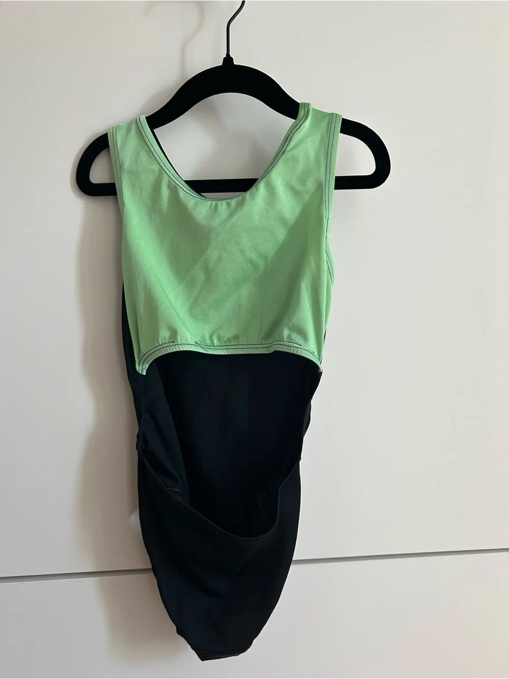 Black and Green 'VIKINGS' Rhinestone Gymnastics Dance Leotard - Child’s Medium